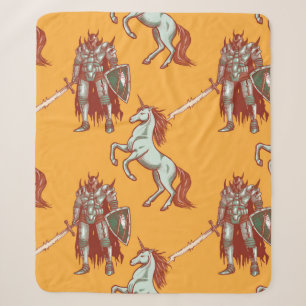 Couverture Sherpa chevalier médiéval et unicorne sans couture moti