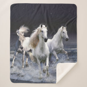 Couverture Sherpa Chevaux à lancer l'oreiller