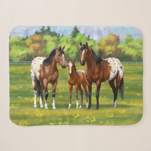 Couverture Sherpa Chevaux Appaloosa De Baie Brown En Pâturage D'Été