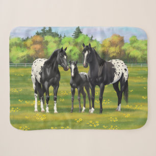 Couverture Sherpa Chevaux Appaloosa Noir Dans Les Pâturages D'Été