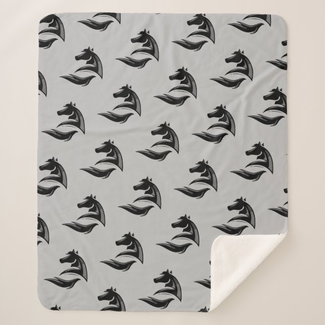 Couverture Sherpa Chevaux Silhouette Logo Chevaux Art graphique (Devant)