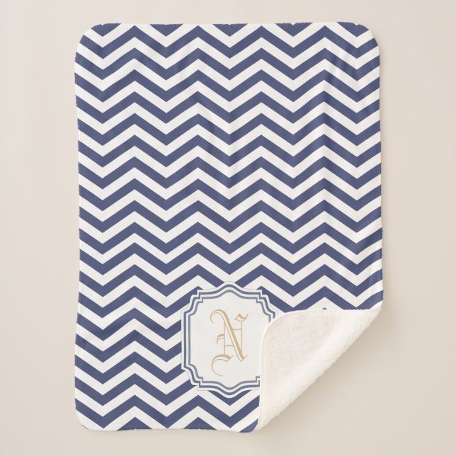 Couverture Sherpa Chevron Monogramme de la marine nautique (Devant)