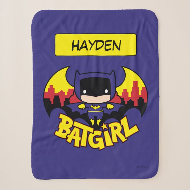 Couverture Sherpa Chibi Batgirl avec Gotham Skyline & Logo (Devant)