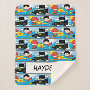 Couverture Sherpa Chibi Flash, Superman, and Batman Racing Pattern