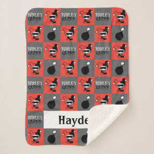 Couverture Sherpa Chibi Harley Quinn Checker Pattern
