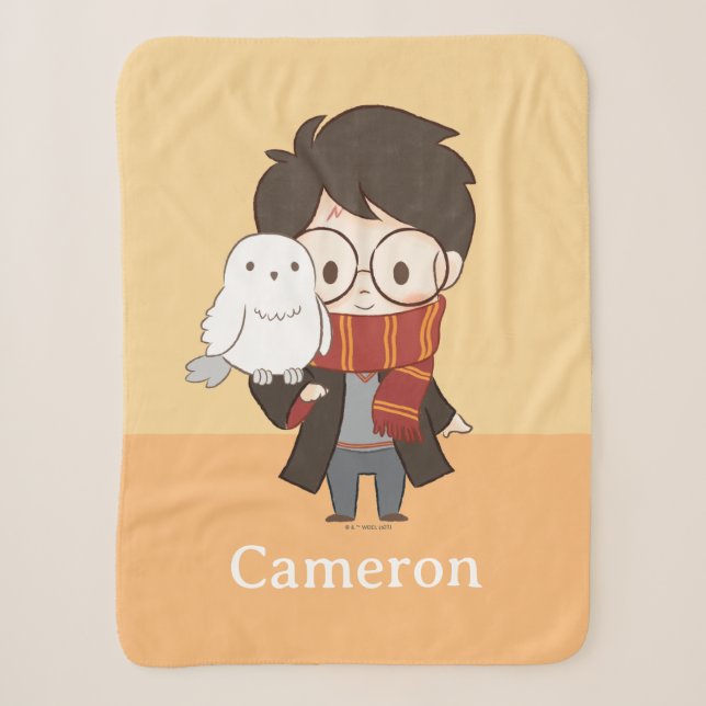 Couverture Sherpa Chibi HARRY POTTER™ & Hedwig (Devant)