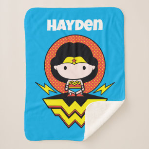 Couverture Sherpa Chibi Wonder Woman avec Pois et logo