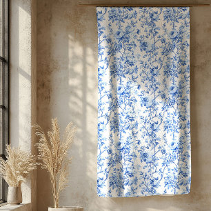 Couverture Sherpa Chic bleu royal Toile Roses motif floral Doux 
