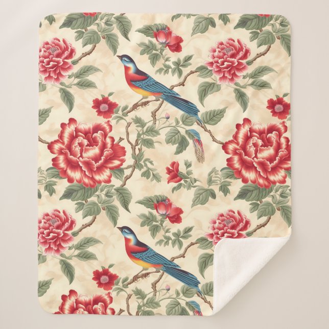 Couverture Sherpa Chic chinoiserie beige (Devant)