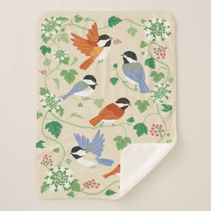Couverture Sherpa Chickadee Chanson Beige Sherpa Blanket