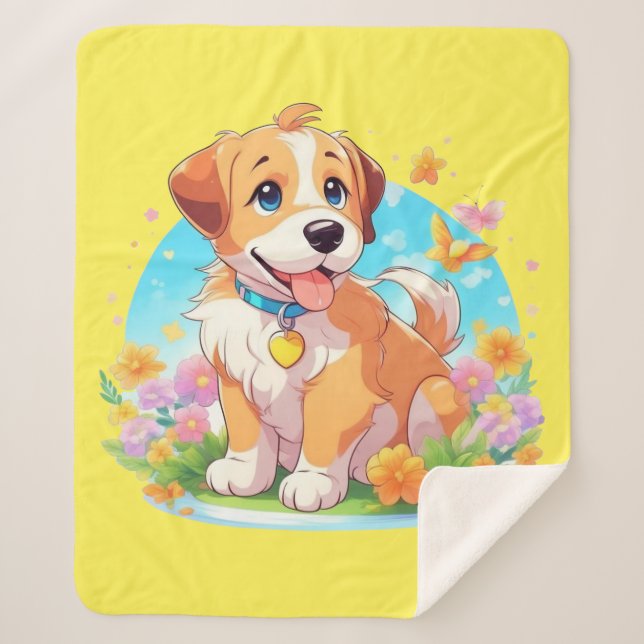 Couverture Sherpa Chien chiot mignon (Devant)
