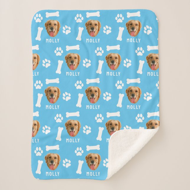 Couverture Sherpa Chien customisé animal de compagnie photo et nom b (Devant)