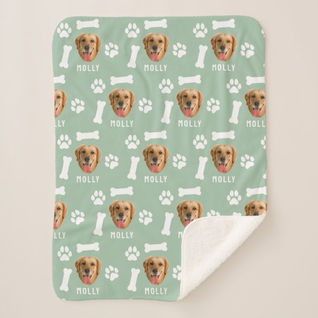 Couverture Sherpa Chien customisé animal de compagnie photo et nom S (Devant)