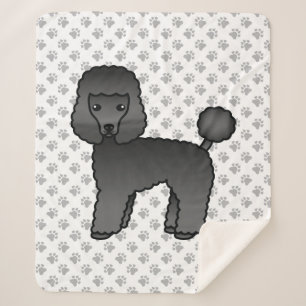 Couverture Sherpa Chien de dessin animé mignon Caniche jouet noir