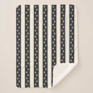 Couverture Sherpa Chien Empreintes de pattes Black & Antique White A