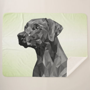 Couverture Sherpa Chien géométrique gris vert