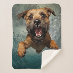 Couverture Sherpa Chien joueur nageant sous l'eau Design