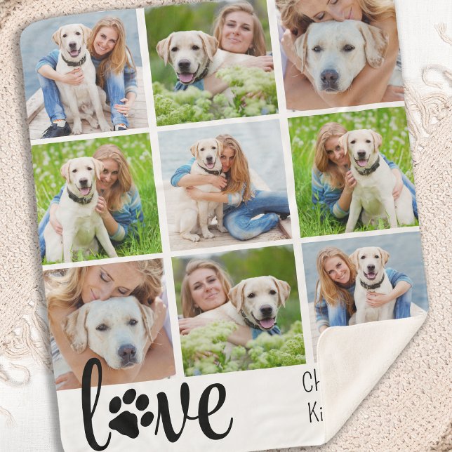Couverture Sherpa Chien LOVE Personnalisé Animaux de compagnie 9 Pho (Créateur téléchargé)