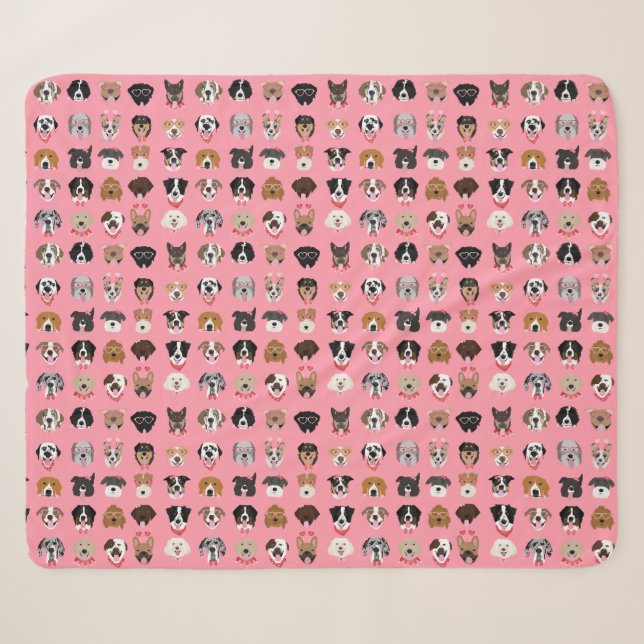 Couverture Sherpa Chien Valentine Face Motif (Devant (Horizontal))
