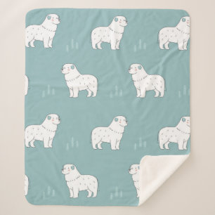 Couverture Sherpa Chien vintage des Grands Pyrénées illustration t