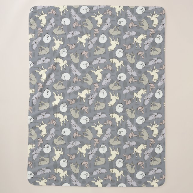Couverture Sherpa Chiens de couchage modernes Whimsical Vanilla sur  (Devant)