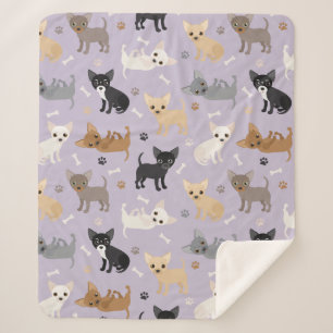 Couverture Sherpa Chihuahua Os et pattes violet