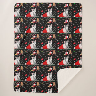 Couverture Sherpa Chiot Bouledogue Français avec motif de chapeau de
