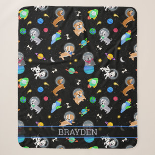Couverture Sherpa Chiots Dans L'Espace Aquarelle Chiens Astronautes