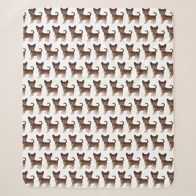 Couverture Sherpa Chocolat Et Tan Smooth Coat Chihuahua Motif (Devant)