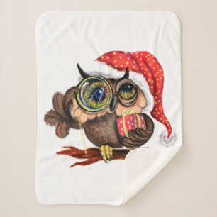 Couverture Sherpa Chouette bébé de Noël cerpa Blanket bébé avec cade