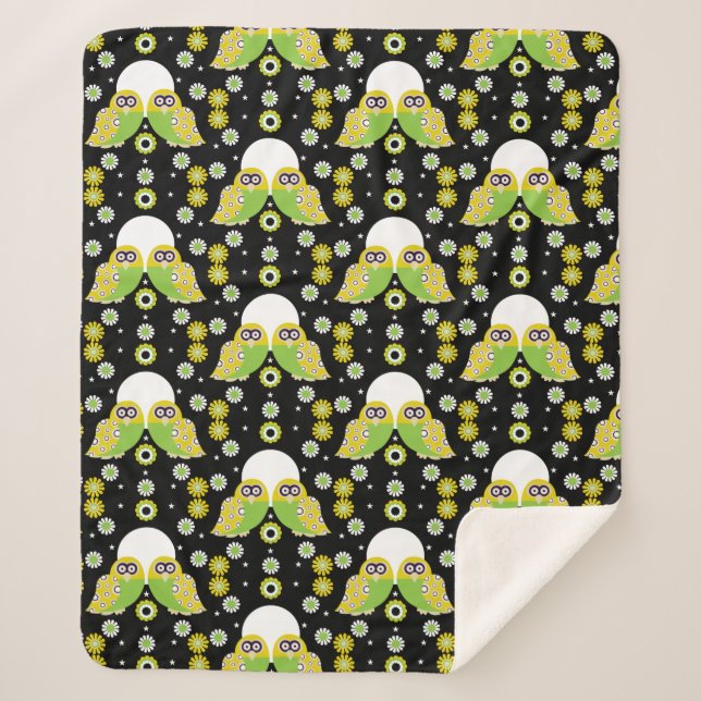 Couverture Sherpa Chouette scandinave Art folklorique Sherpa Blanket (Devant)