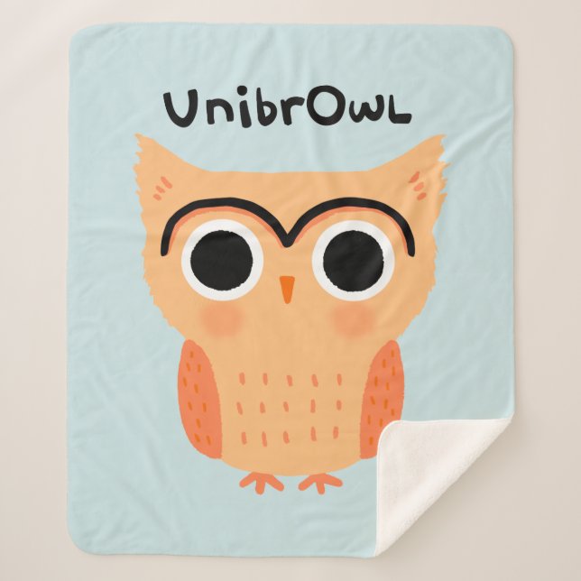 Couverture Sherpa Chouette unibrow UnibrOwl | Chouette à sourcils mi (Devant)