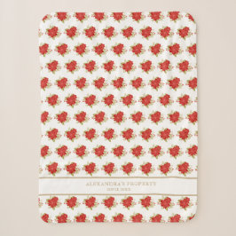 Couverture Sherpa Christmas Botanical Holly Branches Poinsettias