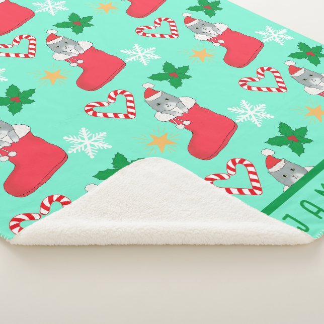 Couverture Sherpa Christmas Cat Original Art Sherpa Blanket (3/4)