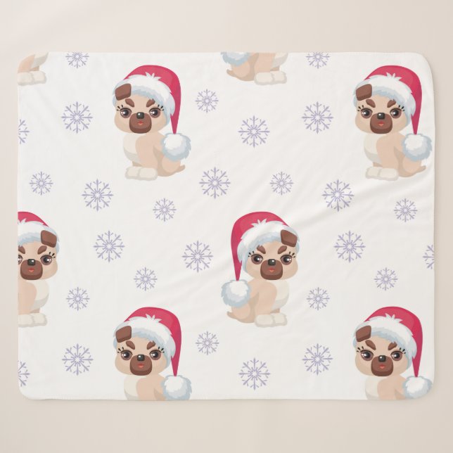Couverture Sherpa Christmas Puppies – Cozy Holiday Dog Blanket Gift (Devant (Horizontal))