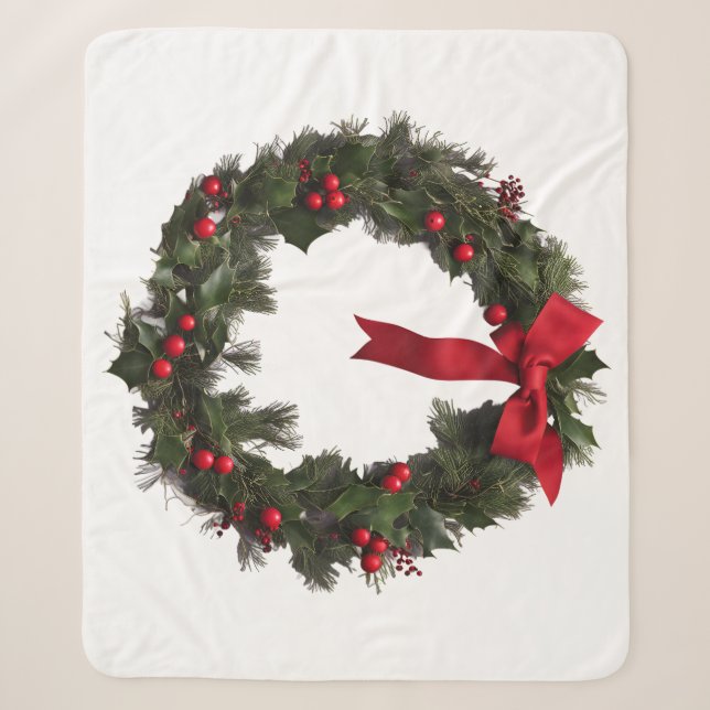 Couverture Sherpa CHRISTMAS WREATH Fleece Blanket (Devant)