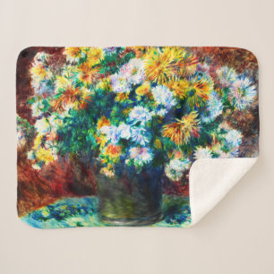 Couverture Sherpa Chrysanthèmes vintages par Pierre-Auguste Renoir