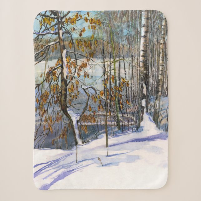 Couverture Sherpa Chute de neige aquarelle peinture (Devant)