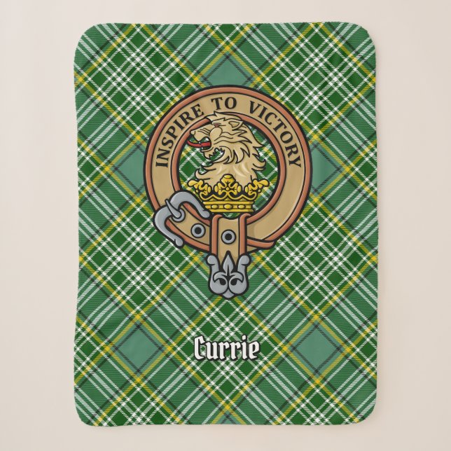 Couverture Sherpa Cimier de lion Clan Currie sur Tartan (Devant)