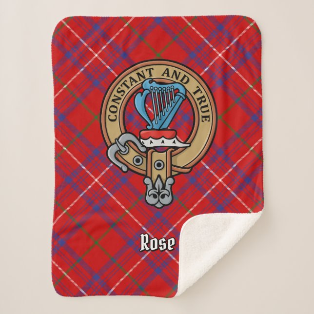Couverture Sherpa Cimier Rose de clan sur Tartan (Devant)
