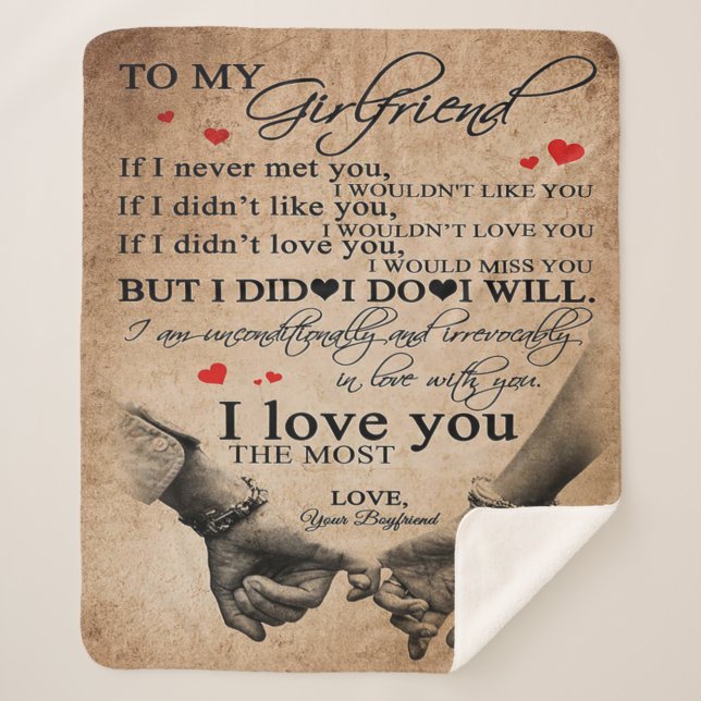 Couverture Sherpa Citation d'amour pour amie | Don de devis amusants (Devant)