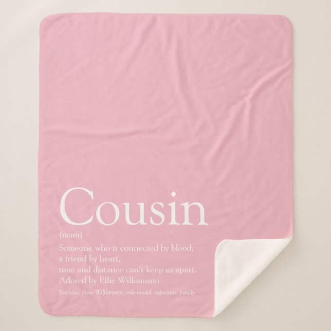 Couverture Sherpa Citation du Cool Cousin pour filles roses (Devant)