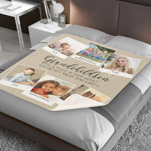 Couverture Sherpa Citation pour petits enfants 6 Photo Collage Beige