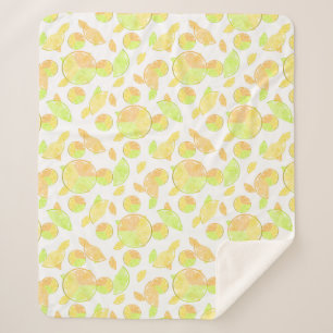 Couverture Sherpa citron vert orange tranches fruits agrumes nature