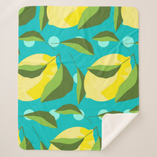 Couverture Sherpa Citrons Polka Point : Arrière - plan bleu.