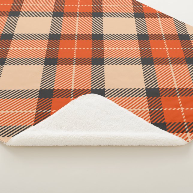 Couverture Sherpa Citrouille d'automne classique Orange Brown Tartan (3/4)