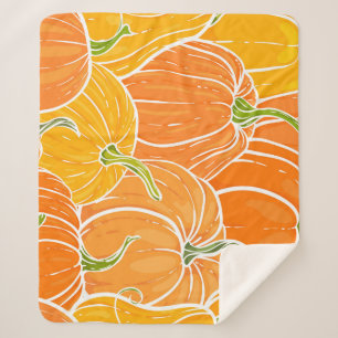 Couverture Sherpa Citrouille de dessin, motif d'automne mignon.