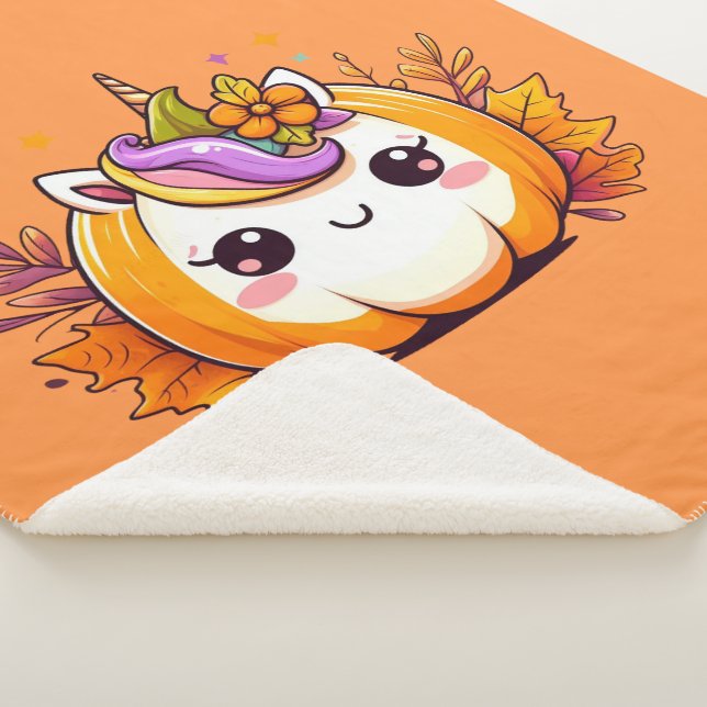 Couverture Sherpa Citrouille Unicorn mignon (3/4)