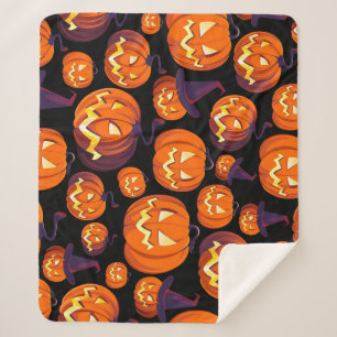 Couverture Sherpa Citrouilles d'Halloween : Motif Éffrayant sans cou