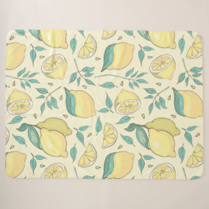 Couverture Sherpa Citrus de citron moderne jaune d'été Personnalisé